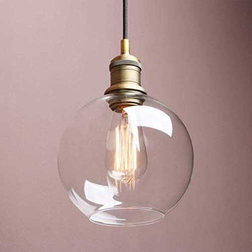 Suspension globe rétro en verre soufflé et métal noir pour intérieur chic - 5