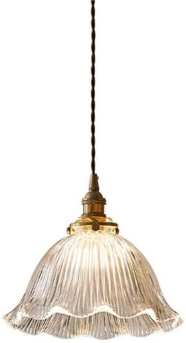 Lámpara de techo vintage para restaurante con pantalla floral de vidrio y latón elegante