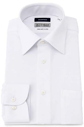 [アイシャツ] i-shirt 完全ノーアイロン ストレッチ 超速乾 スリムフィット 長袖 アイシャツ ワイシャツ メンズ ノンアイロン 002 ホワイト レギュラーカラー 無地 M15120002401 L82(首回り41cm×裄丈82cm)