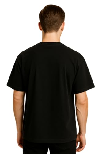 Image of VEL Plain Oversized 100% Pure Heavy Cotton Baggy Fit Drop Shoulder Half Sleeves Round Neck Solid Cotton T-Shirt for Men