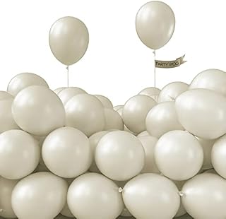PartyWoo White Sand Balloons, 120 pcs 5 Inch Boho White Balloons, Sand White Balloons for Balloon Garland Balloon Arch as Party Decorations, Birthday Decorations, Baby Shower Decorations, White-F12