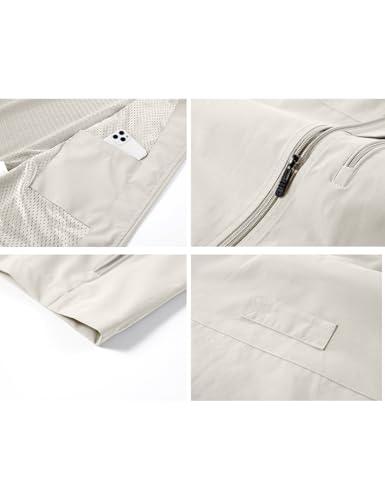 Vanchenl Herren Casual Angeln Safari Utility Vest Leichte Schnell Trockene Cargo Militär Gilets Ärmellos Fotografie Schießen Jagd Camping Weste Outdoor Reise Jacke mit Taschen Beige L