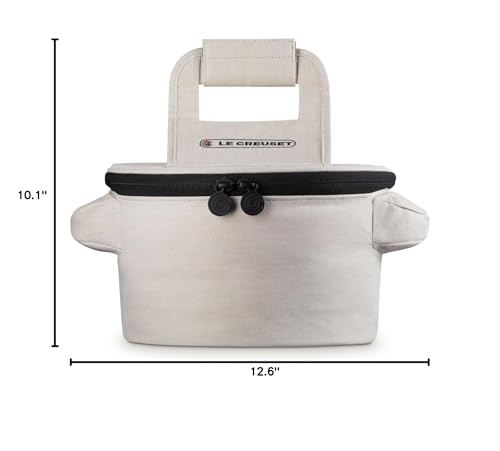 Image of Le Creuset Small Round Tote Bag, Ecru | Small Fits 4.5 qt. or 5.5 qt. Round Dutch Oven