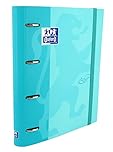 Oxford, 4 Ring Binder A4, Hard Cover, Elastic Closure, Refill 5 x 5 Grid and 5 Colour Strips, Sticker Sheet, Blue Touch