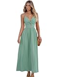 CUPSHE Women's Maxi Dresses V Neck Twisted Sleeveless Cutout Self Tie Long Summer Formal Dress Mint, M