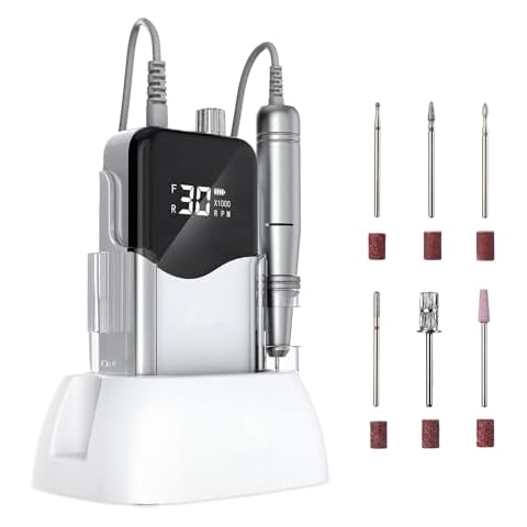 CIVPOWER Nail Drill Professional: 35000RPM Electric Nail File - Portable Rechargeable LED Display Nail Tool Kit- Manicure Pedicure Salon Home DIY Cover