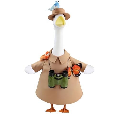 Joyxzacp Explorer Porch Goose Outfits– Bird Watching Safari Adventure Costume with Hat, Binoculars, Butterfly & Birds – 23" Lawn Porch Goose Clothes for Spring Summer Patio Yard Garden Decor (Safari)