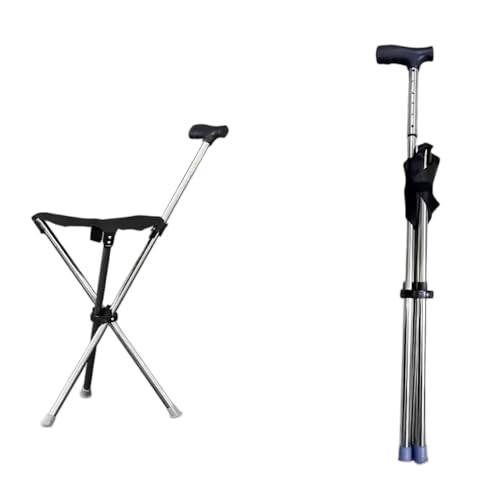 JOHNBEAR 折りたたみ杖椅子 折りたたみ椅子 軽量 0.6kg 折りたたみ椅子 アウトドア対応 ステンレス製 耐荷重 150kg 杖と椅子両用 歩行補助付き 滑り止め手柄・3 脚設計 高齢者も容易に携帯可能 登山・キャンプ・花火大会・釣り・ゴルフ・花