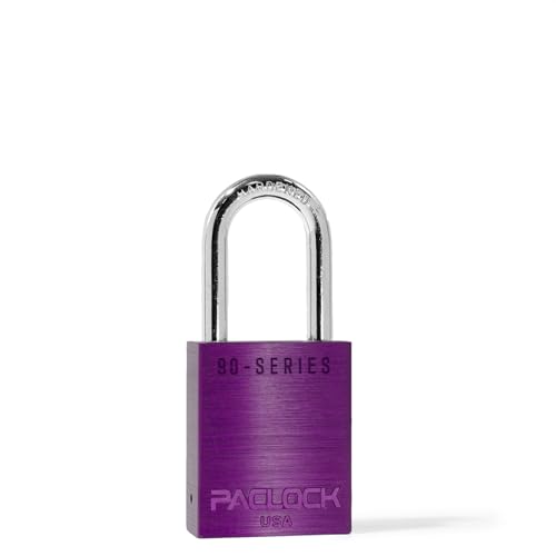Image of PACLOCK's SR-90A Padlock, 1-1 /2 inch Tall Hardened Steel Shackle, High Performance 6-Pin Cylinder, Keyed Differently w / 2 Keys, Purple