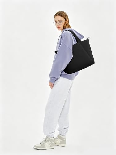 Image of KALIDI Quilted Carryall Tote Bag, Large Puffer Crossbody Women Handbags Shoulder Soft Fluffy Lightweight Travel