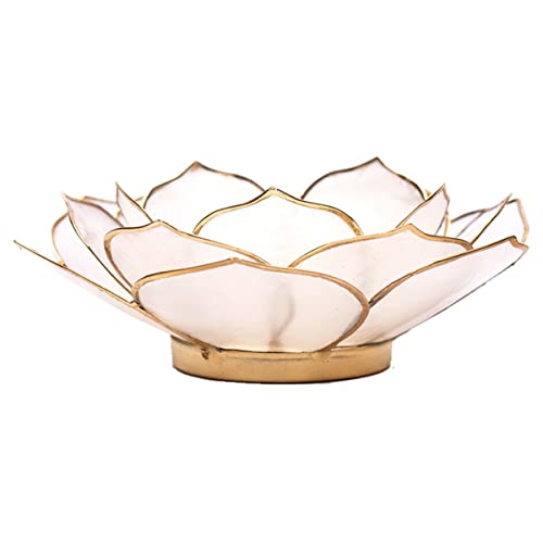 Porte Bougie Pétales de Lotus naturel et Or