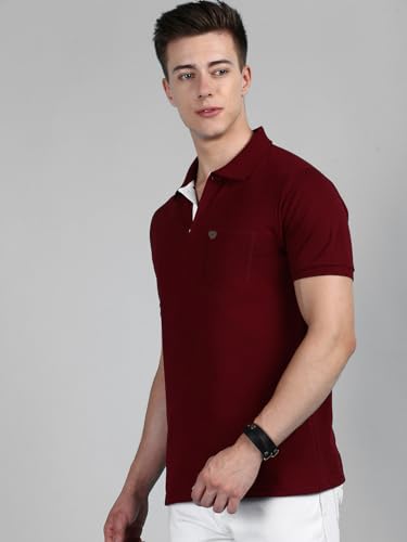 Image of Lux Cozi Men Cotton Regular Fit Polo Neck Half Sleeve Solid Casual T-Shirt with Chest Pocket | Pack of 2 |