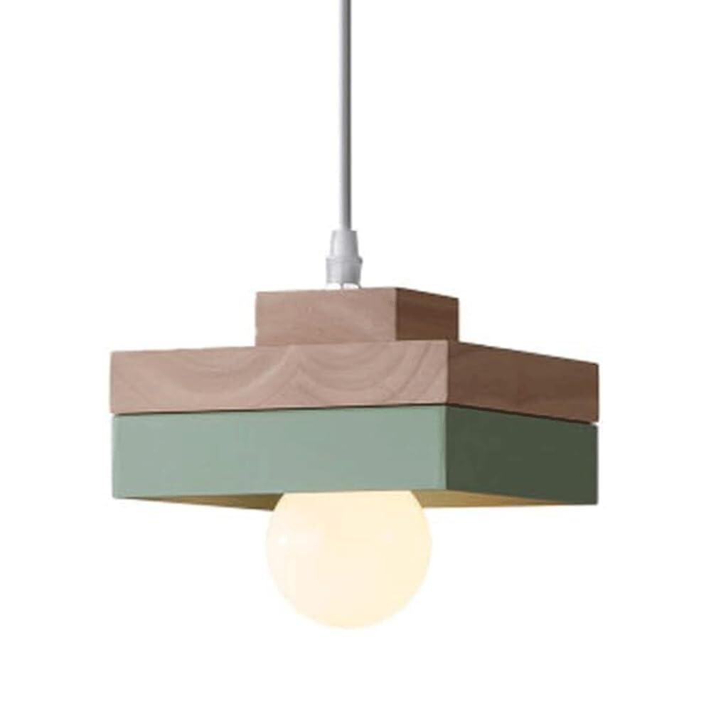 LYMSXAZOU Nordic Simple Pendant Light E27 Single Head Iron Hanging Lamp Warehouse Corridor Entryway Chandeliers Living Room Bedroom Decoration Lighting Fixture(Green)