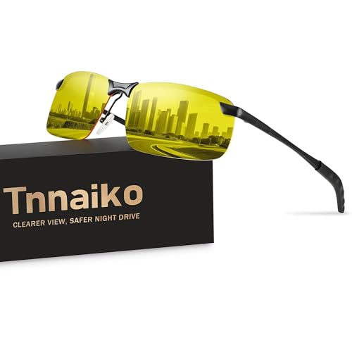 Tnnaiko Night Driving Glasses For Men Night Vision Glasses Anti Glare Glasses Anti Headlight Glare For Commute & Long Drives