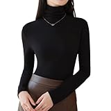 [Ｍｉｎｅｓａｍ] 極暖 ヒートテック レディース 超保温 インナー 肌触りスウェット ふんわり 長袖 tシャツ レディース タートルネック 冬 アンダーウェア (ブラック,M)