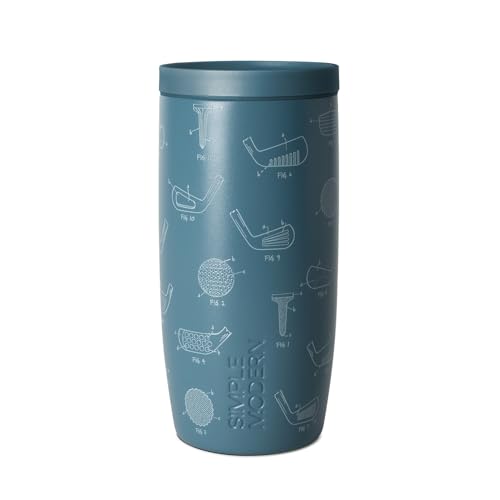 Image of Simple Modern Father's Day Signature Voyager | 16oz Travel Coffee Mug Tumbler with 360 Lid | Gifts for Dad, Him | Ceramic-Lined Insulated Stainless Steel Cold Brew Iced Coffee Cup | Golf Schematics
