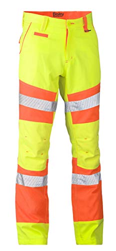 Bisley Workwear UKP6411T_TT22 - Pantalón de trabajo (tejido de alta visibilidad), color amarillo y naranja, UKP6411T_TT22