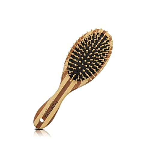 H2PRO - Bamboo Wood Bristle Paddle Brush GOMBRUSH Professional Styling Brush (Medium Bamboo Paddle)