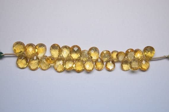 Citrine naturelle en perles poire facettées pour création joaillerie fine