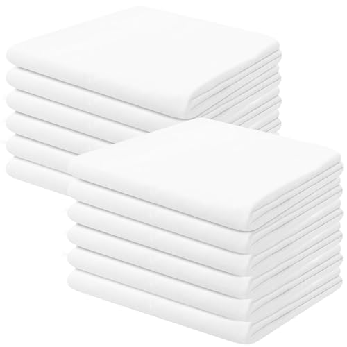 Linteum Textile White Poly/Cotton Pillowcases Set–Queen/Standard Size, T-180 Quality, Soft, Wrinkle-Free, Shrink-Resistant Pillowcase Cover–for Hotels, Spa, Home, Dorms and Hospitals (12 Pack)