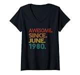 donna awesome since june 1980 43 years old gifts 43rd birthday maglietta con collo a v