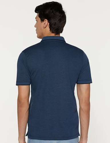Peter England Men's Premium Regular Fit Half Sleeve Polo T-Shirt with Pocket | Cotton Rich | Birds Eye Interlock Weave