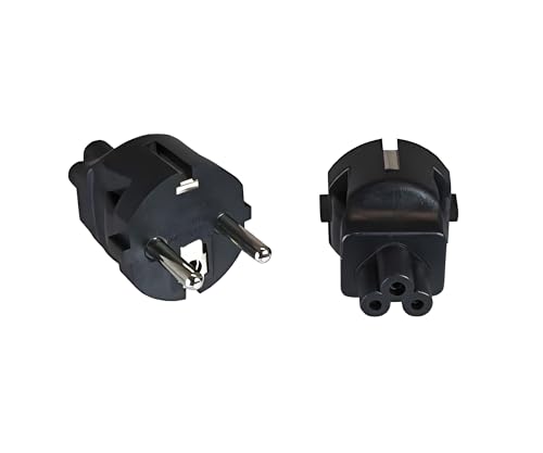 DINIC Stromadapter, Netzadapter Schutzkontaktstecker CEE 7/7 auf C5 Stecker, Adapter (1 Stück, schwarz)