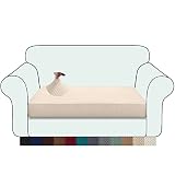 Granbest Thick Couch Cushion Covers Durable Sofa Seat Slipcover Furniture Protector for Individual Couch Cushions (Loveseat Cushion, Beige)