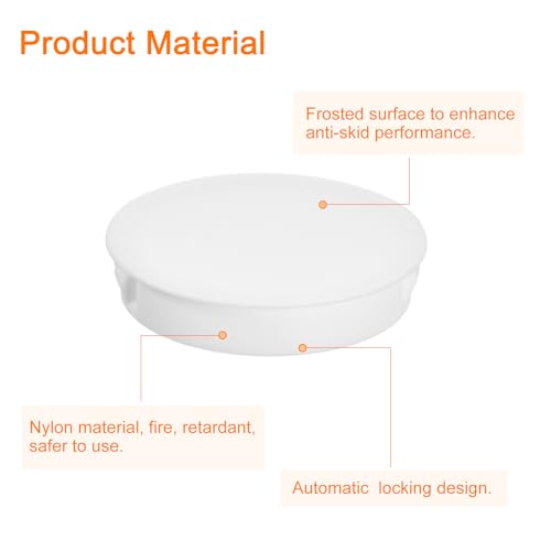 Image of uxcell 50mm /1.97 inch Plastic Hole Plugs, 6Pcs Flush Type Panel Round Snap in Fastener Knockout Locking Plugs for Furniture Insert End Caps Panels, White