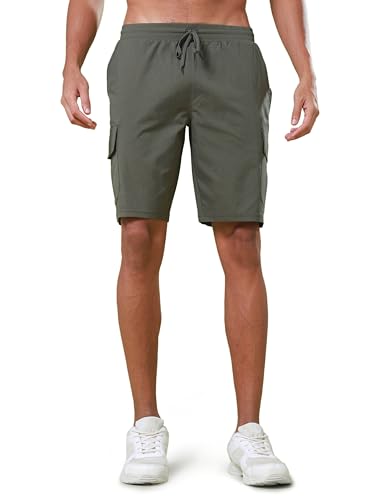Image of TECHNOSPORT Men's Solid Slim Fit Sports Shorts TS Flexi Quick Dry Polyester Drawstring with Pockets UPF50+ for Gym Running Workout Anti Odour