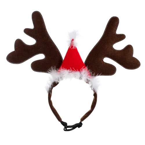 Abaodam 1Pc Red Bowknot Antler Headband for Pets Creative Holiday Hairwear for Dogs and Cats for Christmas Festivals Parties and Fun Photography