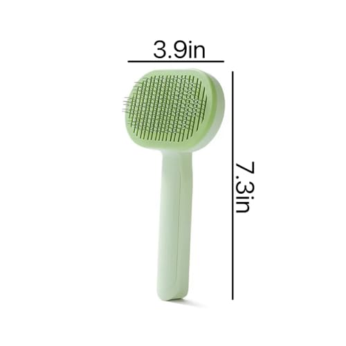Image of Cat Brush, Dog Brush, Self Cleaning Slide Brush, Pet Grooming, SheddingHair, Fluffy Dog Hair Puppy Kitten, Pet Accessories. (Green)
