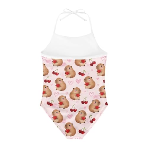 Image of Girls One Piece Swimsuit Summer Quick Dry Beach Sport Bathing Suit Halter Strap 1-10 Little Kids Toddler Swimwear