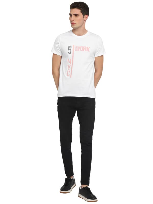 Image of AMERICAN CREW Printed Round Neck T-Shirt for Men