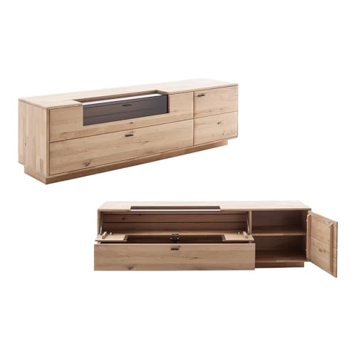 Lomadox Wohnwand Wohnmöbel Set in Eiche massiv geölt 2-teilig, 1 Wandboard, 1 Lowboard – Bild 8