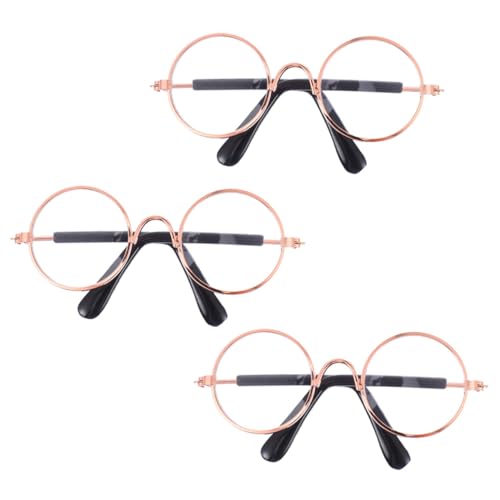 2pcs Mini Doll Sunglasses Alloy Frame Glasses for Dolls Cute Dress-up Accessories for Playtime and Photography Transparent and Stylish Design