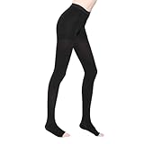 AOGOE Medical Compression Pantyhose for Women & Men, Open Toe 23-32 mmHg Graduated Support Tights, Opaque Waist High Compression Circulation Leggings for Varicose Veins Edema Flight DVT Nursing, L