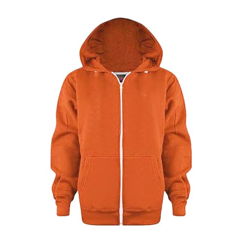 Boys' Full Zip Hoodie Hooded Sweatshirt Loose Casual Solid Comfy Long Sleeve Jacket with Pockets for Girls and Boys