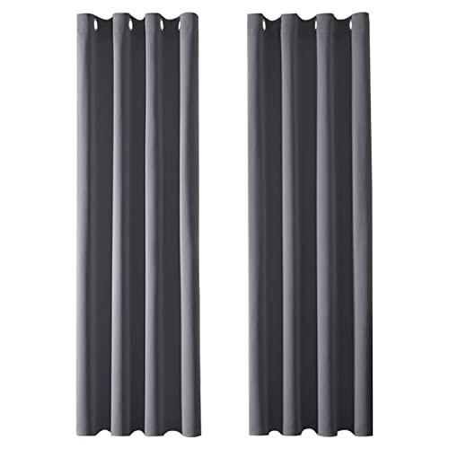 MRTREES Vorhang Blickdicht Gardinen Thermovorhang mit Ösen Verdunklungsvorhang Ösenschal Vorhänge Modern 270×140cm(H×B) Dunkelgrau 2er Set für Hotels Büros Wohnzimmer Schlafzimmer Kinderzimmer