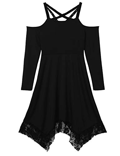 Aislor Womens Gothic Dress Steampunk Off Shoulder Long Sleeves High-Low Hem Lace Dresses Black XL steampunk buy now online Aislor Womens Gothic Dress Steampunk Off Shoulder Long Sleeves High-Low Hem Lace Dresses Black XL steampunk buy now online