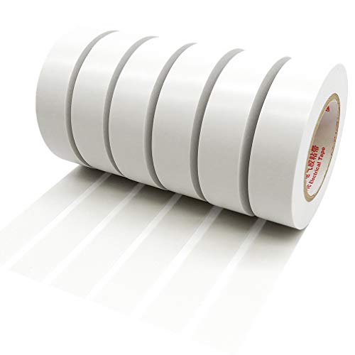 Maveek PVC Electrical Insulation Tape - 20m x 19mm (6 Pack White)