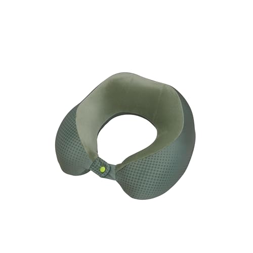 American Tourister Travel Accessories   Almohada de Viaje con Espuma viscoelástica, ergonómica y cómoda para avión, Coche y Tren, 30 cm, Verde (Olive/Lime)