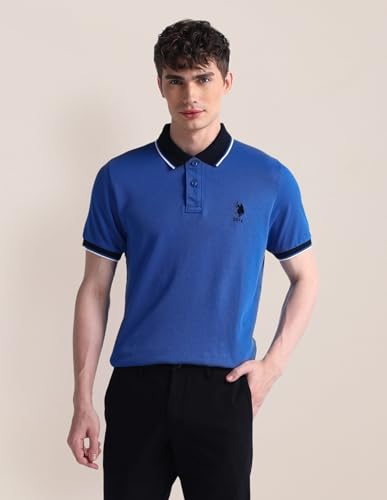 Image of U.S. Polo ASSN. Solid Slim Fit Polo T Shirts for Men - 100% Cotton, Half Sleeve Mens Tshirt
