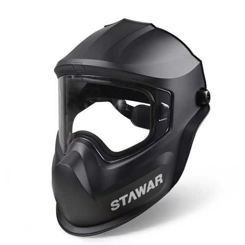 Shine STAWAR Grinding Helmet, Lightweight Cutting Face Shield with Anti-Fog & Scratch Resistance Clear Lens (Black Hood)