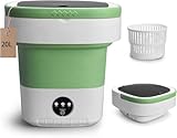 Portable Washing Machine, 20L Upgraded with Spin Basket Laundry Machine, 3 Cleaning Modes Suitable for Small Clothes, Foldable Design Ideal for Hotel, Campain, Apartment and Home【Green】