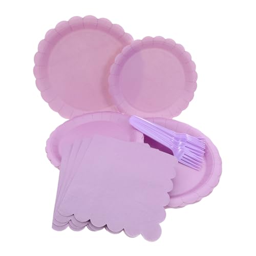 NUOLUX 使い捨てフォーク付きスカラップ紙皿 紙皿ず 紙ナプキン 結婚式 誕生日パーティー用形スナックプレート兼用