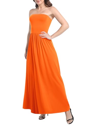 Image of Urban CoCo Summer Strapless Ruched Maxi Dress for Women Sleeveless A Line Flowy Party Wedding Guest Long Dresses