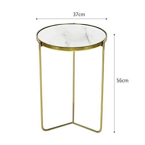 Petite table ronde marbre et fer forgé au design minimaliste