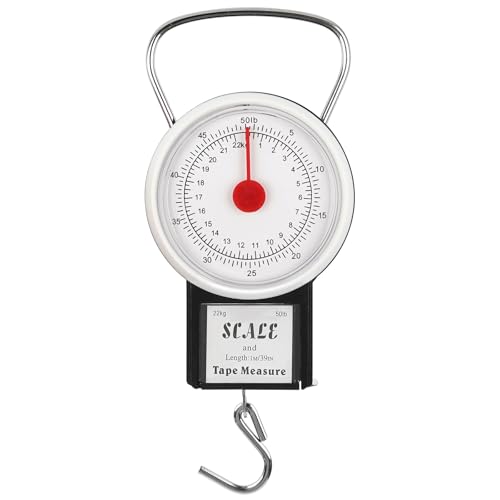 Mechanical Hanging Scale Multi-Purpose Portable Spring Dial Weight Scale with Tape Measure for...