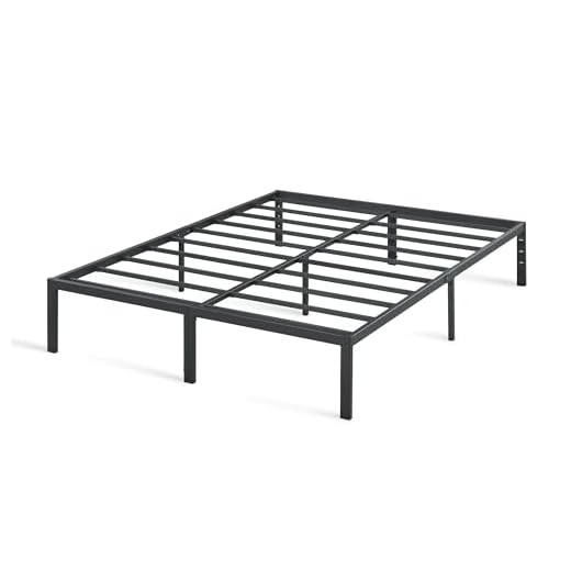 PrimaSleep 14 Inch Heavy Duty Steel Slat Anti-Slip Support, Easy Assembly Platform Bed frame, Noise Free Steel Mattress Foundation, Maximum Storage, No Box Spring Needed, Black, Full Size